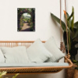 Doorkijk - Landschap - Bloemen - Rozenboog - Natuur tuinposter los doek klein -sfeer7