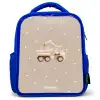 Gele kiepwagen met stenen en stippenpatroon Kinderrugzak - Blauw middel -3d