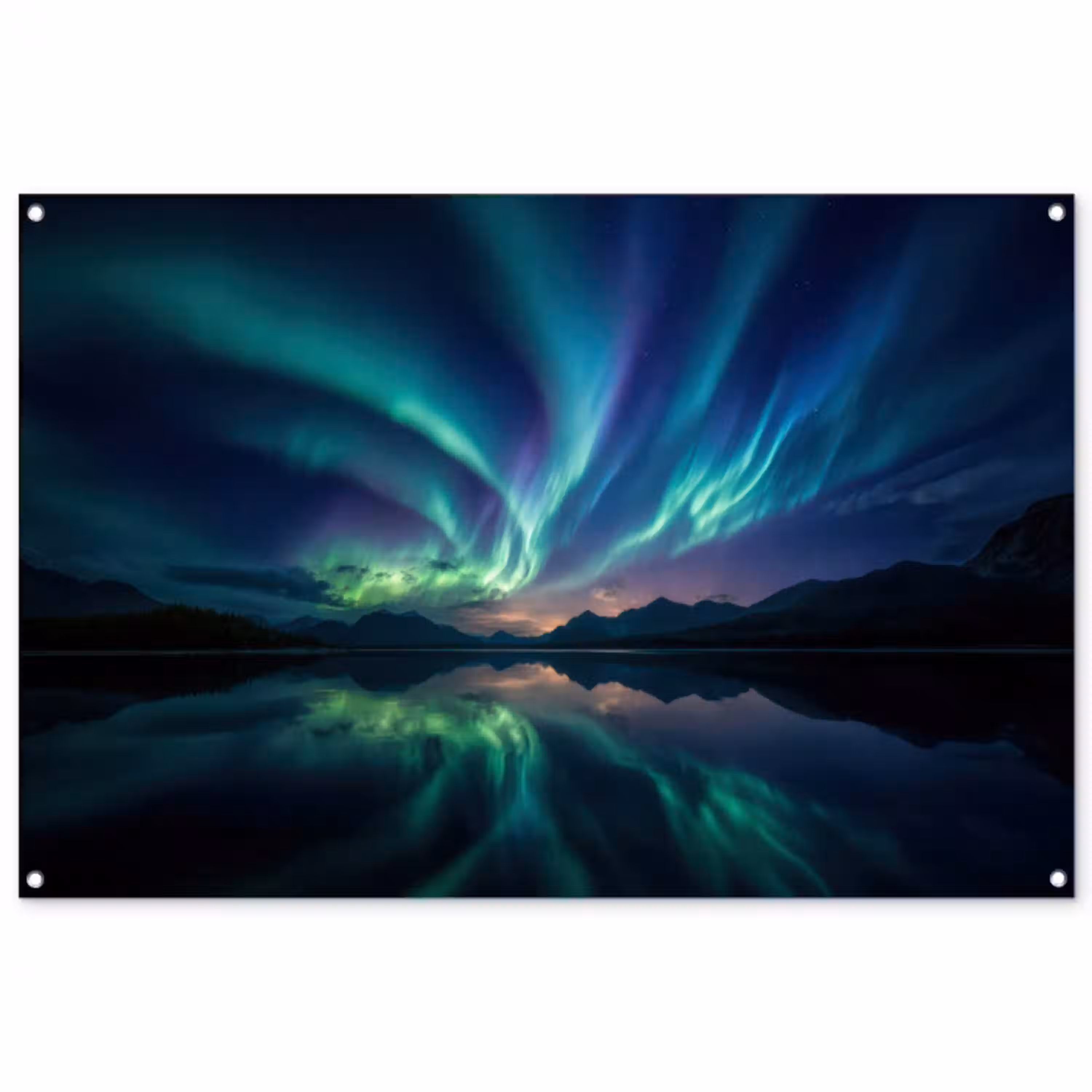 Noorderlicht - Kleurrijk - Bergmeer tuinposter los doek groot -3d
