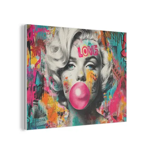 Vrouw - Kauwgom - Graffiti - Neonkleuren PET vilt klein -3d