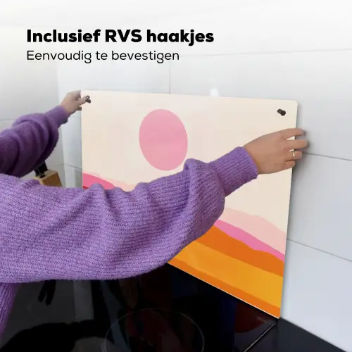 Heuvels - Oranje - Zon - Abstract Inductie beschemer met haakjes klein -ky-ophangen-nl