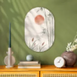 Minimalistisch - Bamboe - Groen Wandcirkel Ovaal Forex klein -sfeer2