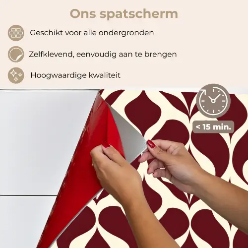 Rood - Druppelpatroon - Grafisch keuken achterwand spatscherm klein 900 -spatscherm_NL