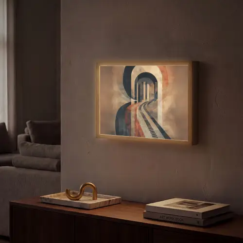 Piano - Toetsen - Abstract Light Box met batterij (Wandlamp) middel -sfeer1