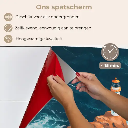 Vuurtoren - Rots - Zee - Golven keuken achterwand spatscherm klein -spatscherm_NL