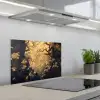 Bloemen - Takken - Goud - Sierlijk keuken achterwand spatscherm klein -3d_schuin