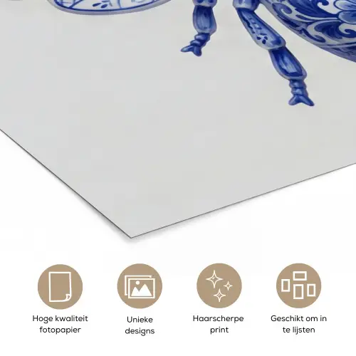 Bij - Modern - Delfts - Blauw poster papier klein -closeup_NL