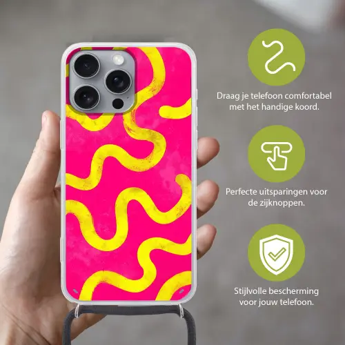 Lijn - Geel - Abstract Hoesje iPhone 16 Pro Max met koord klein -sfeer2_NL