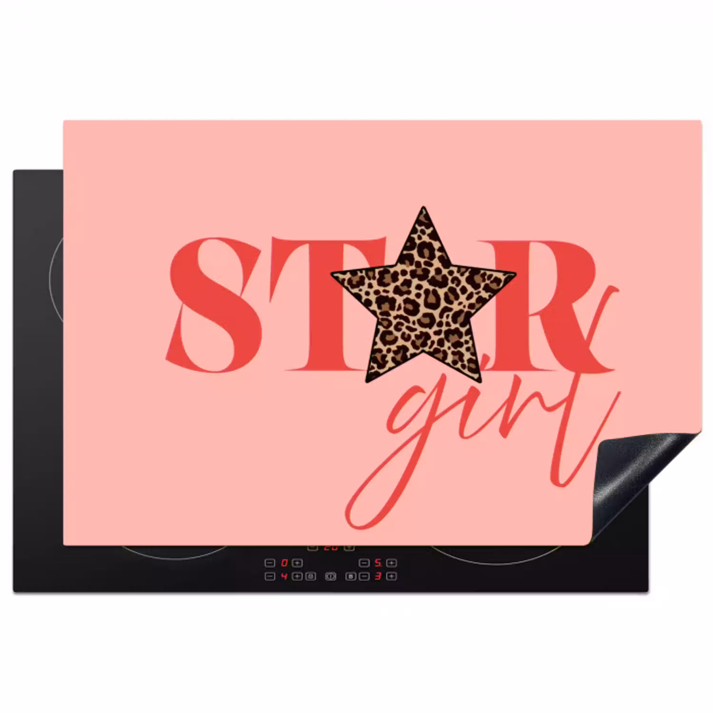 Star girl - Roze - Panter - Ster Inductie beschermer vinyl 3mm klein -3d