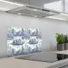 Huizen - Bomen - Water - Vogels - Blauw keuken achterwand spatscherm klein 900 -3d_schuin