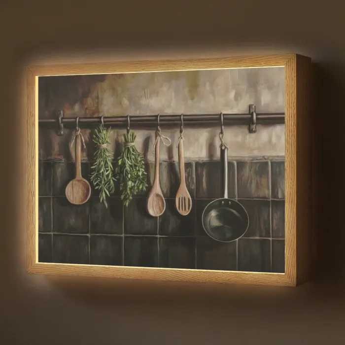 Keukengerei - Rustiek - Tegels - Kruiden Light Box met batterij (Wandlamp) middel -z3d_website