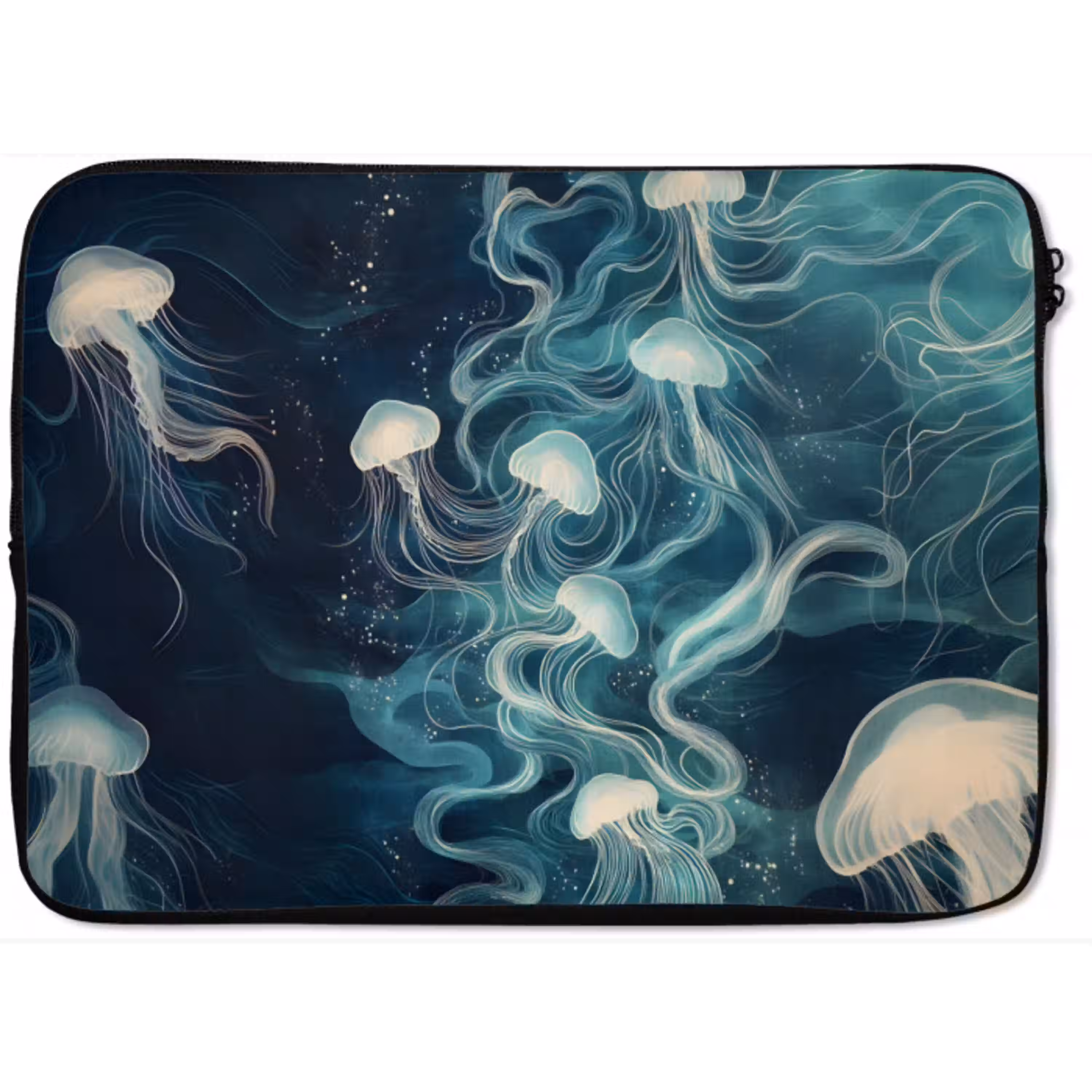 Kwallen - Zee - Wit - Golven laptophoes neopreen klein -zkaufland3dotto