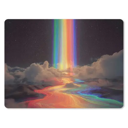 Regenboog - Verticaal - Sterrenhemel - Wolken muismat rubber klein -3d
