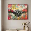 Graffiti - Rozen - Handen - Street art Textielframe zwart klein -sfeer2