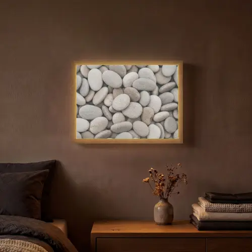 Kiezels - Stenen - Grijs Light Box met batterij (Wandlamp) middel -sfeer4
