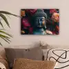 Boeddha - Bloemen - Buddha - Beeld - Kunst canvas 2cm klein -sfeer1