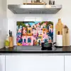 Kleurrijk - Roze - Oranje - Geel - Bloemen Inductie beschemer met haakjes klein -sfeer2