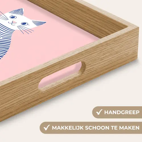 Kat - Illustratie - Minimalistisch - Roze Dienblad Rechthoek middel -USP_HandgreepNL