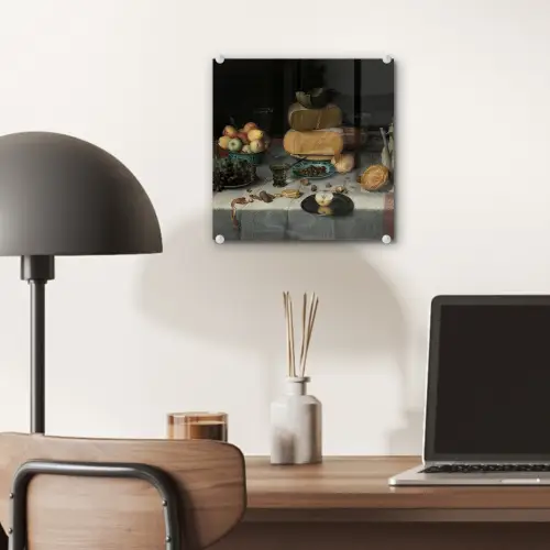 Stilleven met kazen - Schilderij van Floris Claesz. van Dijck plexiglas 5mm klein -sfeer6