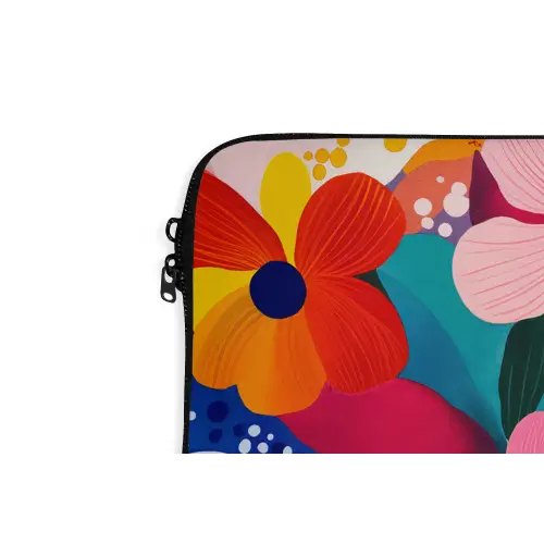 Bloemen - Kleurrijk - Stippen laptophoes neopreen klein -detail