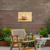 Donut - Romig - Poedersuiker - Beige Tuinposter op houten frame 2 cm dik klein -sfeer3
