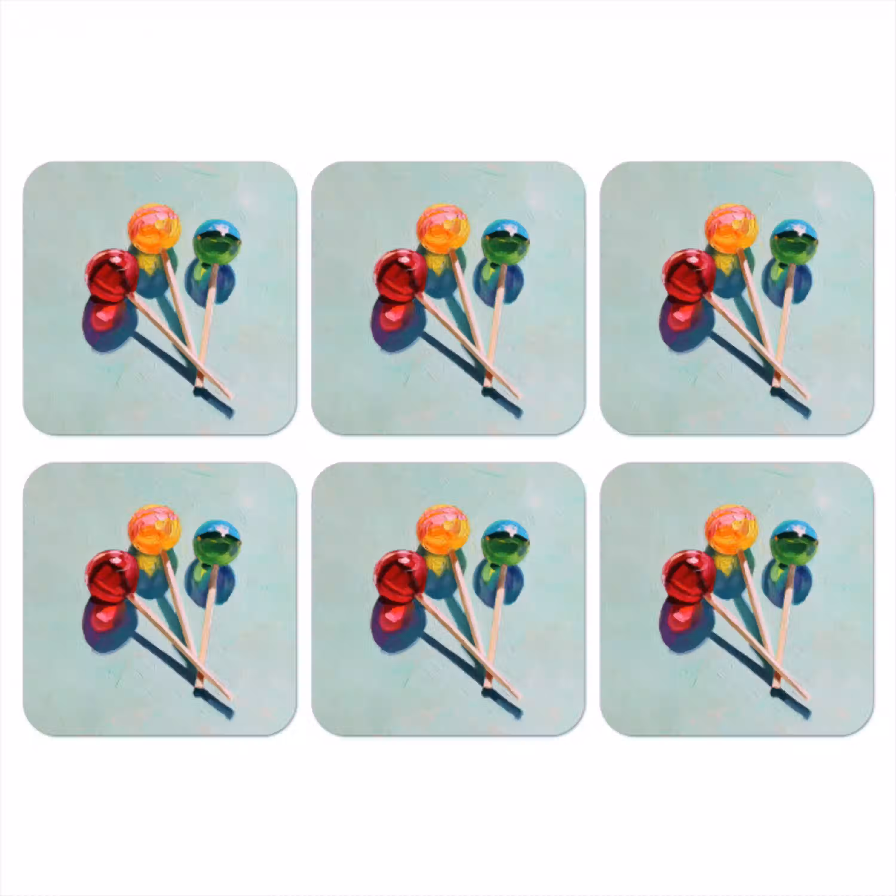 Lollys - Schaduw - Drie - Blauw onderzetter kurk middel -3d