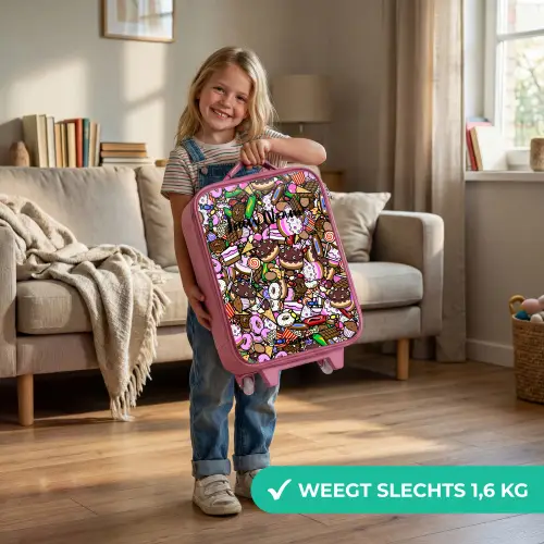 Overvol patroon met lekkernijen Kinderkoffer - Roze klein -sfeer2_NL