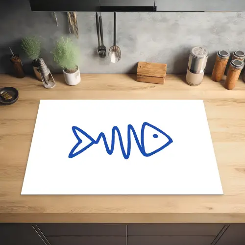 Vis - Minimalistisch - Blauw - Lijn Inductie beschermer vinyl 3mm klein -sfeer5