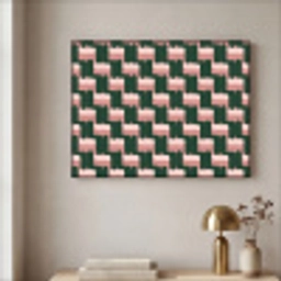 Vlechtpatroon - Groen - Roze - Geometrisch Textielframe zwart klein 947 -sfeer2