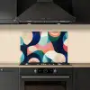 Abstract - Blauw - Roze keuken achterwand spatscherm klein -sfeer1