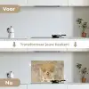 Goud - Portret - Vrouw keuken achterwand spatscherm klein -voor_na_NL