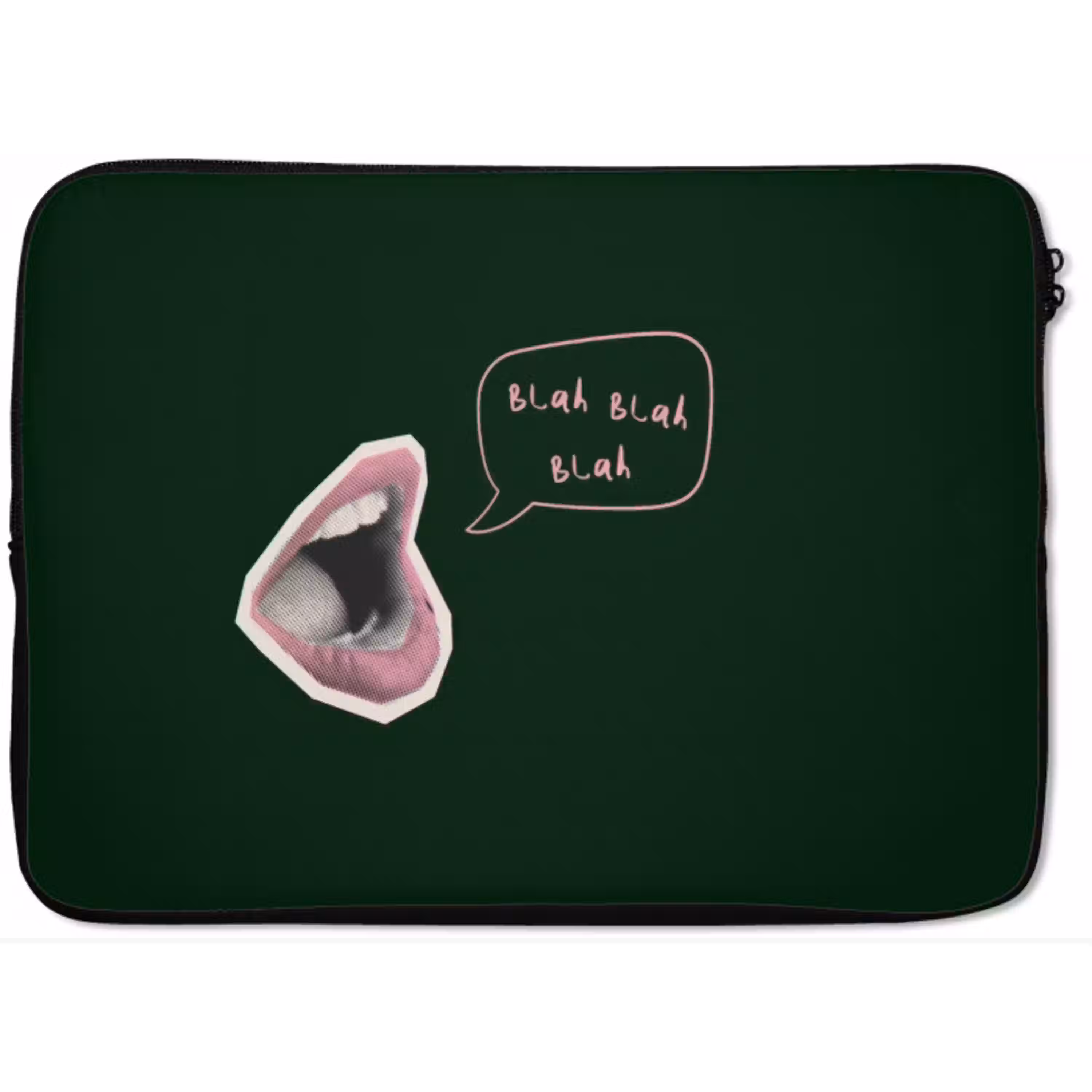 Illustratie - Mond - Donkergroen - Tekstwolkje laptophoes neopreen klein -zkaufland3dotto