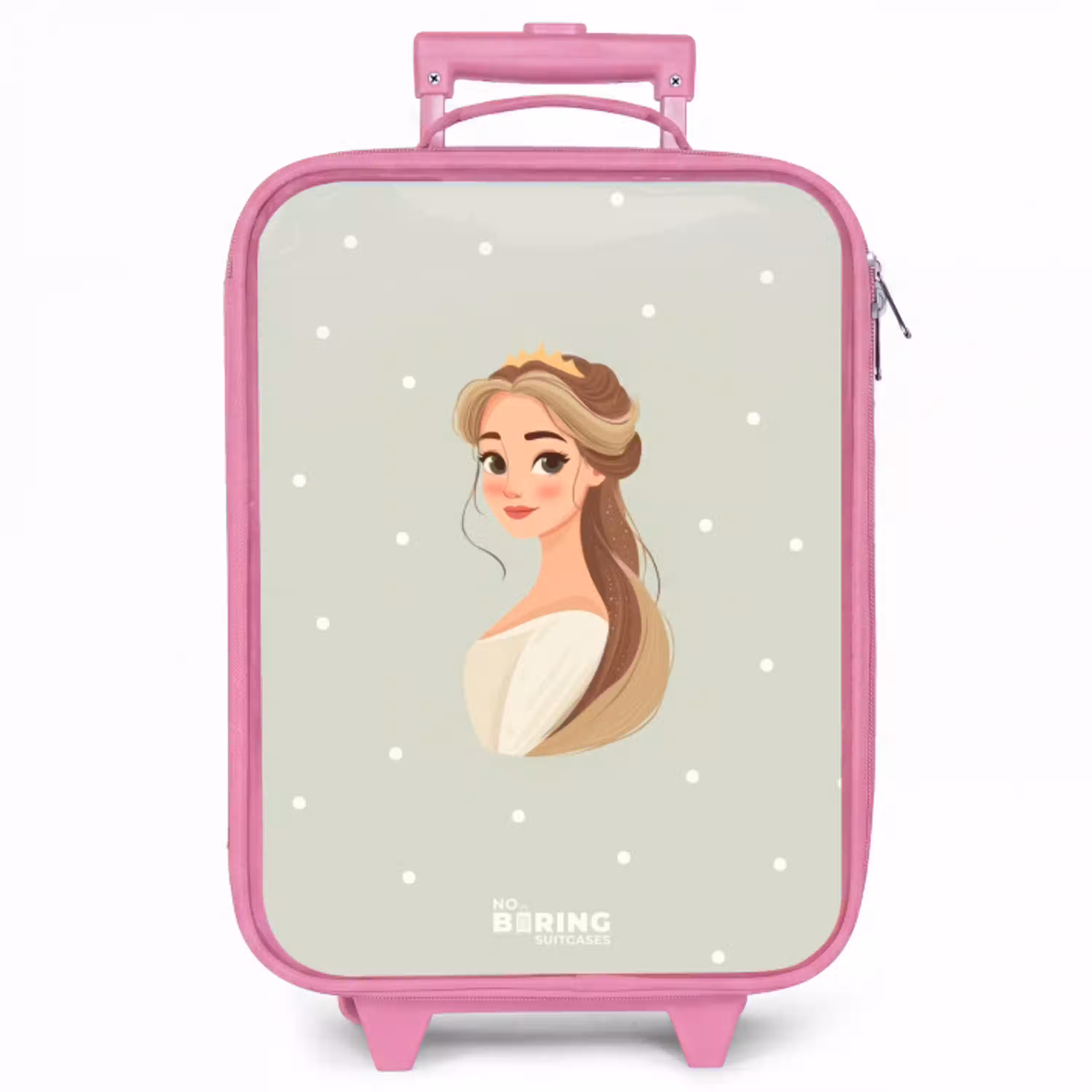 Prinses met tiara op groene stippenachtergrond Kinderkoffer - Roze klein -zzz_website3d