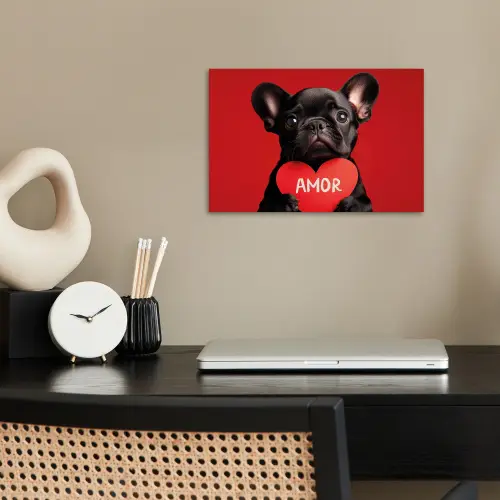 Amor - Hond  - Hartje - Rood poster papier klein -sfeer1