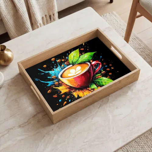 Koffie - Graffiti - Drinken - Abstract Dienblad Rechthoek middel -sfeer1