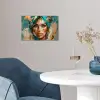 Vrouw - Portret - Goud - Luxe - Blauw poster papier klein -sfeer3
