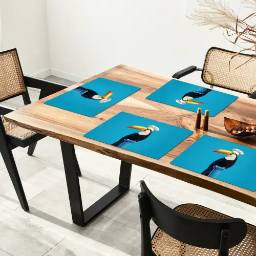 Tucan - Sokkel - Vogel - Koksmuts Placemat vinyl groot -zzsfeer4_Kitchenyeah-website