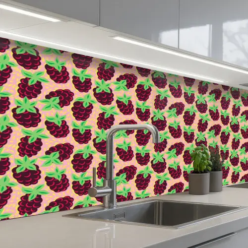 Frambozen - Rood - Roze - Patroon keuken achterwand 2 middel 871 -3d_schuin