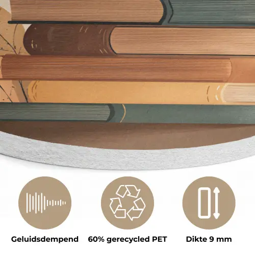 Boeken - Toren - Koffie - Beige Akoestische PET Vilt - Rond klein -closeup_NL