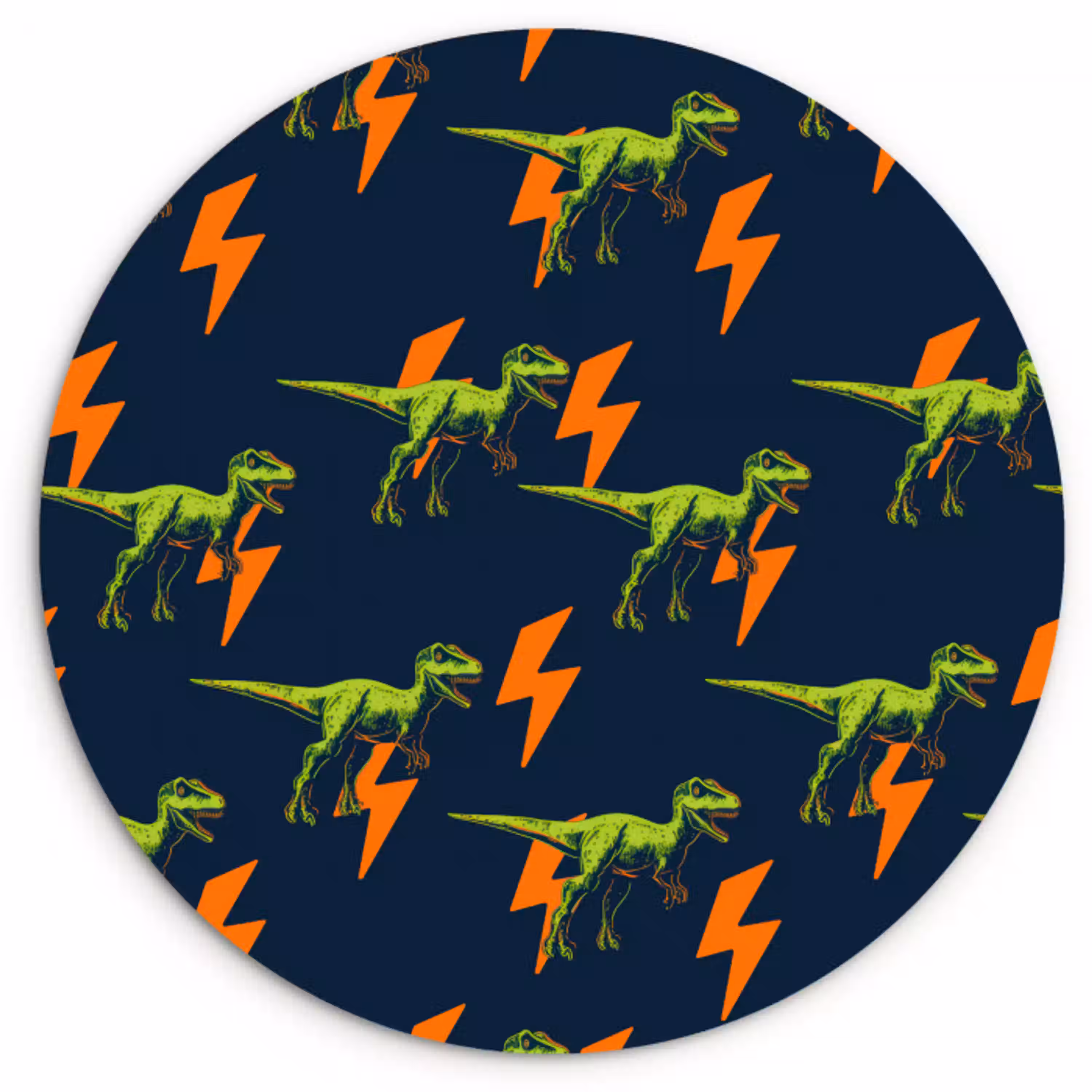 Bliksemschichten - Oranje - Dinosaurussen Wandcirkel kunststof plaat 5mm dik klein -3d