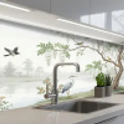 Reiger - Landschap - Groen keuken achterwand 2 middel -3d_schuin