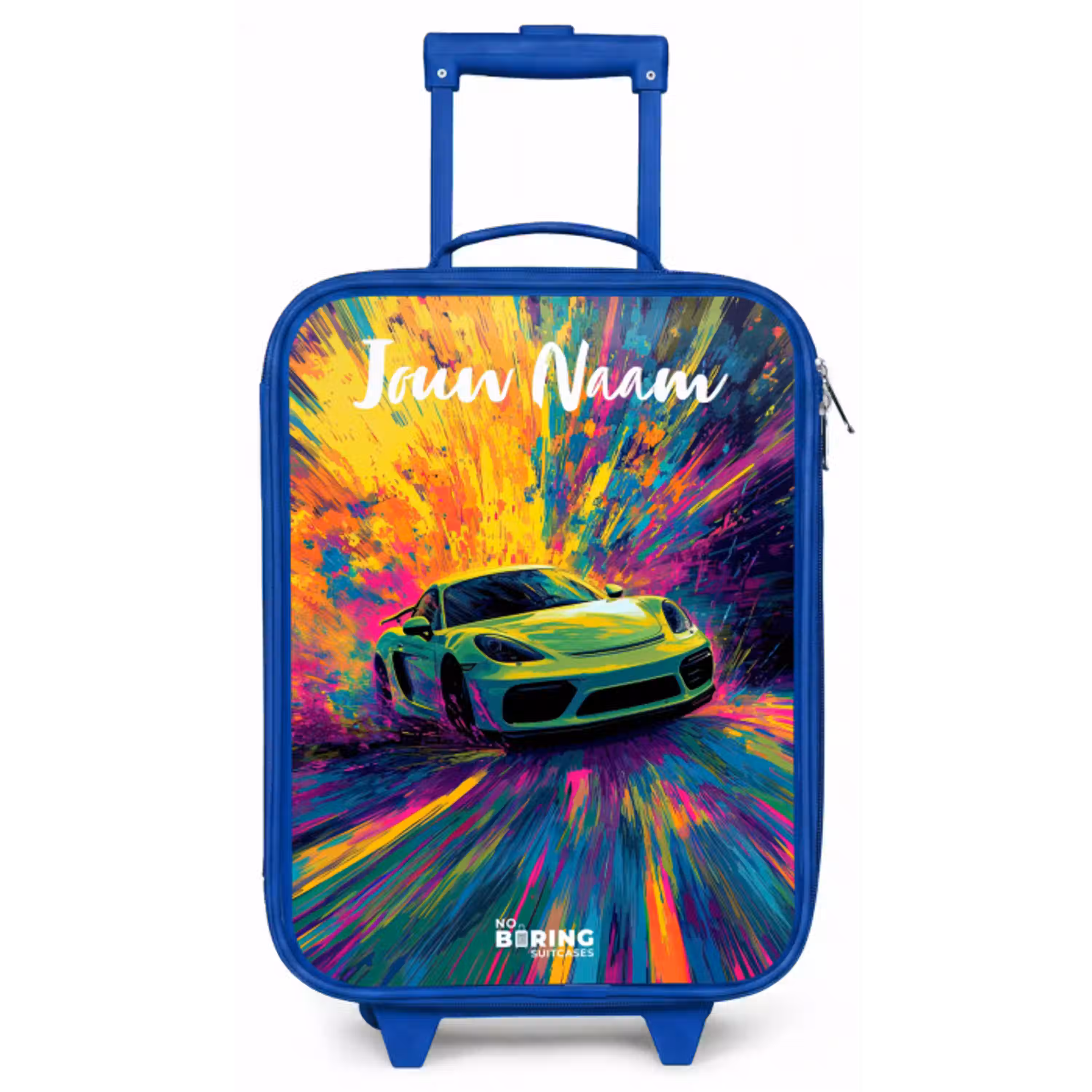 Sportauto - Groen - Verfstrepen - Kleuren Kinderkoffer - Blauw klein -zz3dotto