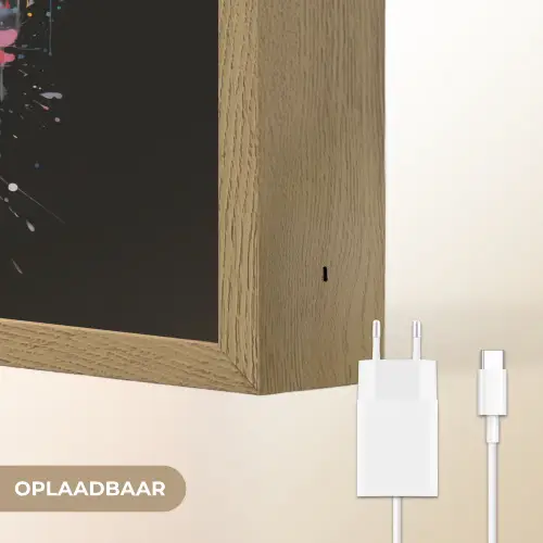 Olifant - Graffiti - Zwart - Dieren - Kleuren Light Box met batterij (Wandlamp) middel -USP_websiteoplaadbaarNL