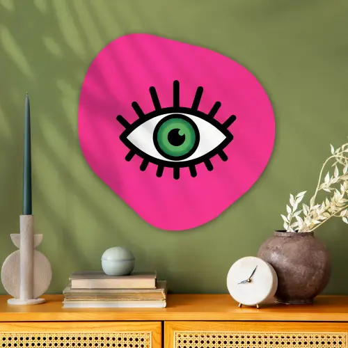 Minimalistisch - Oog - Roze Wandcirkel Organisch Aluminium middel -sfeer2