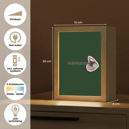 BLAH BLAH BLAH - Mond - Groen Light Box met kabel (Tafellamp) klein -USP_NL