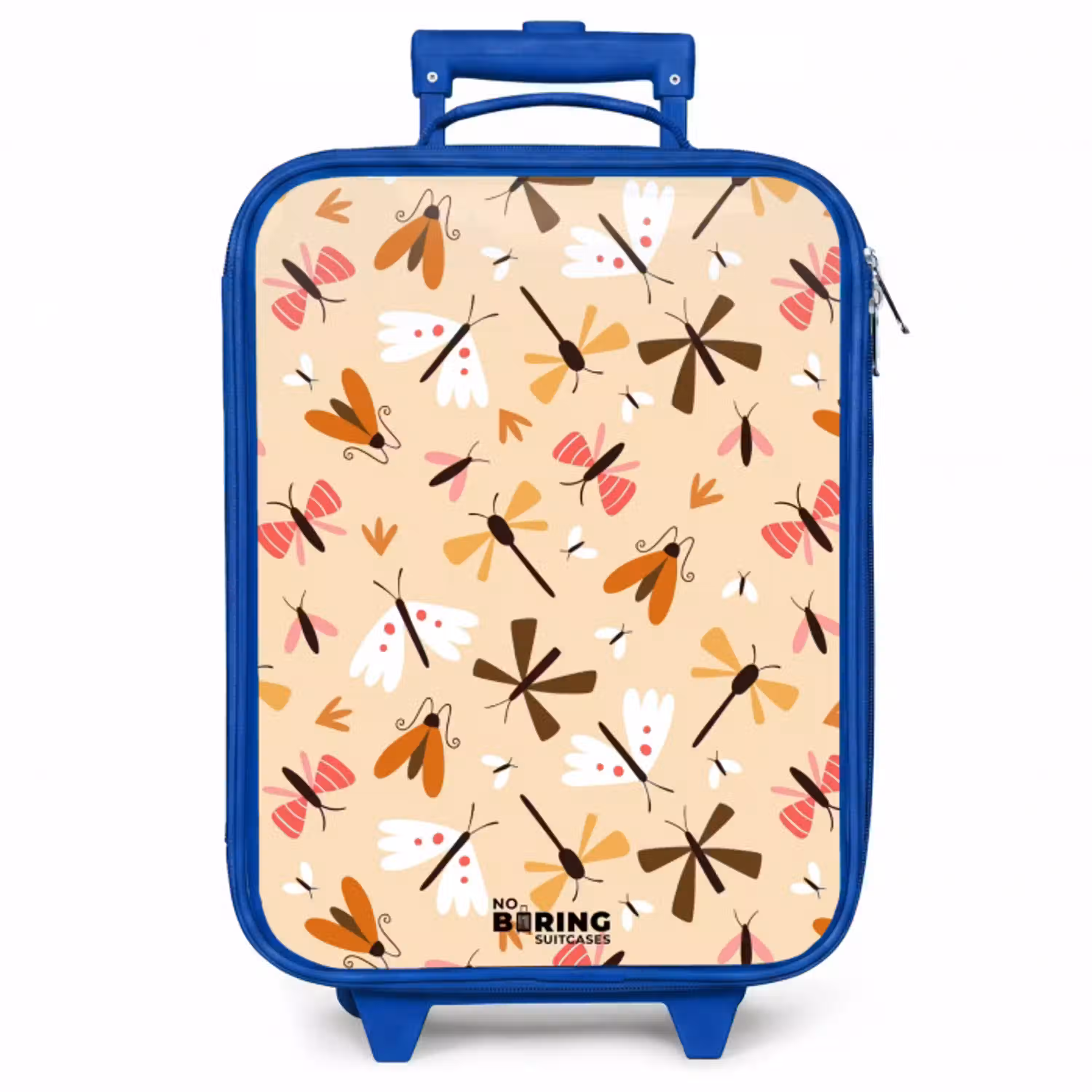 Insectenpatroon in bruin, roze en oranje op beige achtergrond Kinderkoffer - Blauw klein -zzz_website3d
