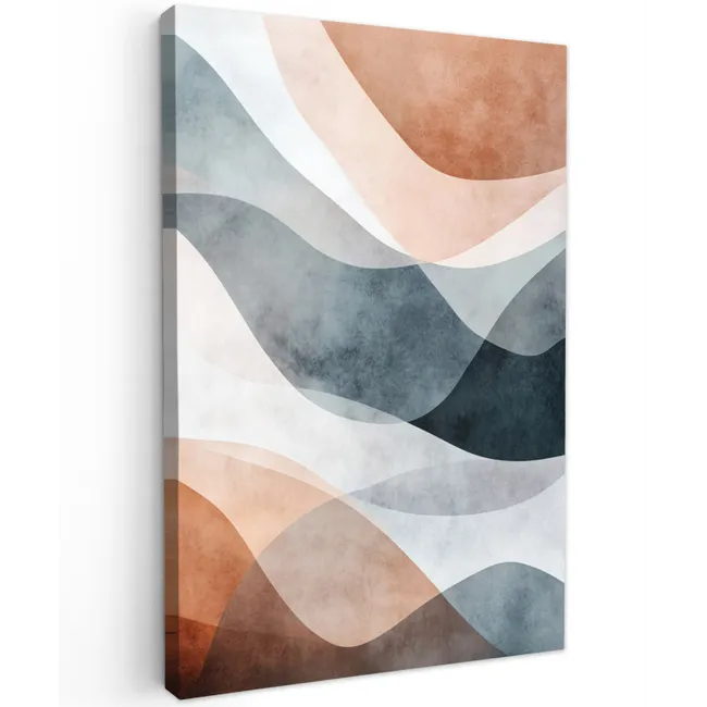 Abstract - Golven - Blauw Tuinposter op houten frame 2 cm dik klein -3d