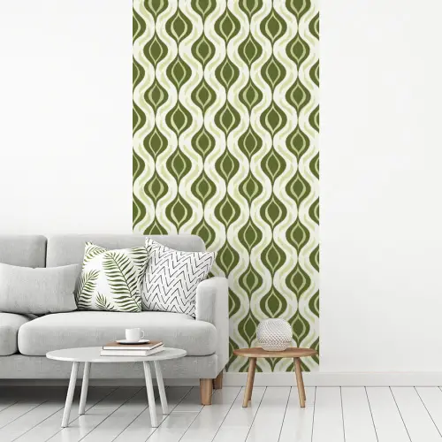 Patroon - Retro - Groen fotobehang vinyl groot 64 -woonkamer