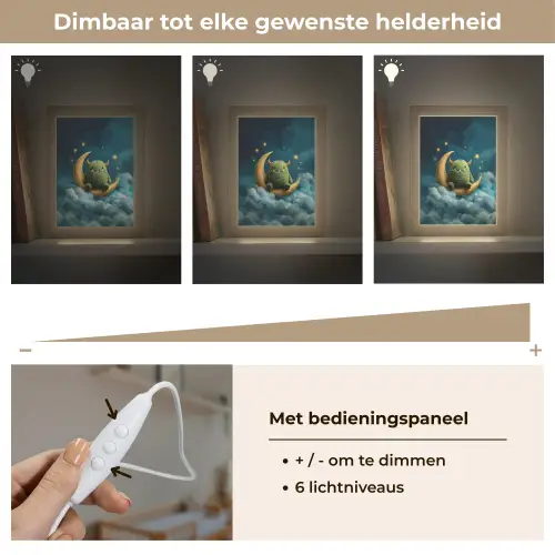 Monster - Groen - Maan - Wolken Light Box met kabel klein -USP_dimbaarNL