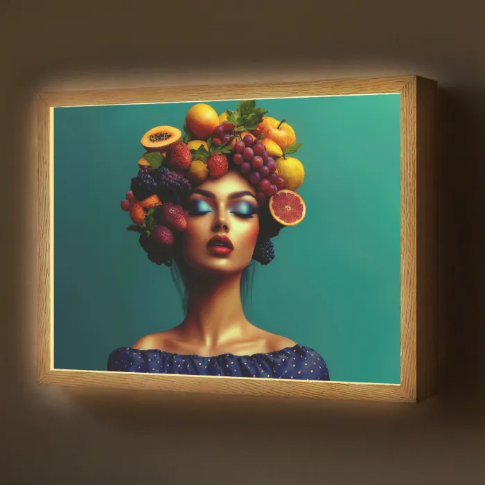 Vrouw - Hoodtooi - Tropisch - Fruit - Druiven Light Box met batterij (Wandlamp) middel -z3d_website